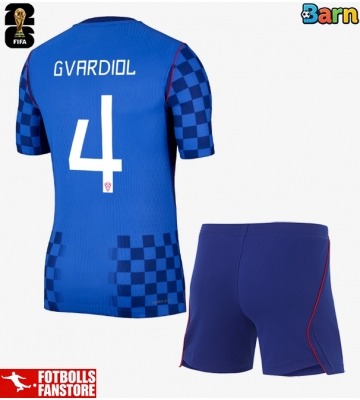 Kroatien Josko Gvardiol #4 Bortatröja Barn VM 2026 Kortärmad (+ Korta byxor)